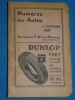 Numros des Autos Grand Duch 1937 Dunlop Luxembourg Luxemburg
