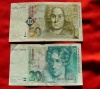 Deutschland Geldscheine Banknoten 20 und 50 Deutsche Mark