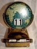 Metal globe perpetual folding calendar with world map 1960s