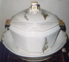 LIMOGES France Unique Art DECO Suppenschssel mit Platte und D